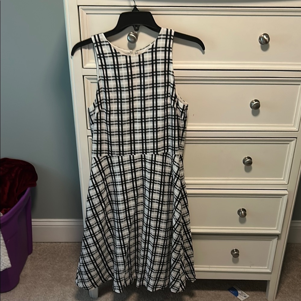 Ann Taylor White and Blue A-Line Midi Dress